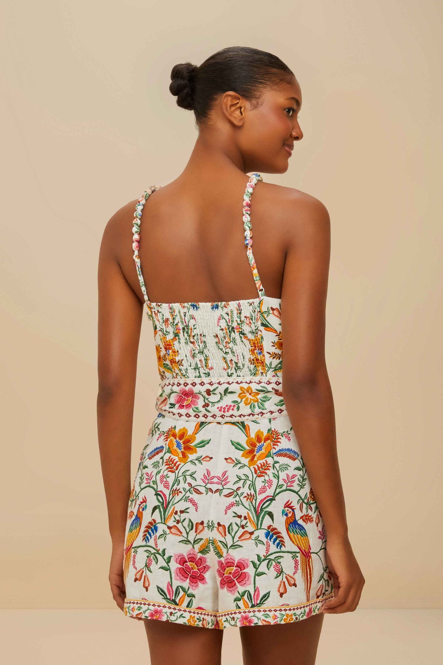 Barboteuse en lin de qualité supérieure Euroflax™ Off-White Delicate Forest