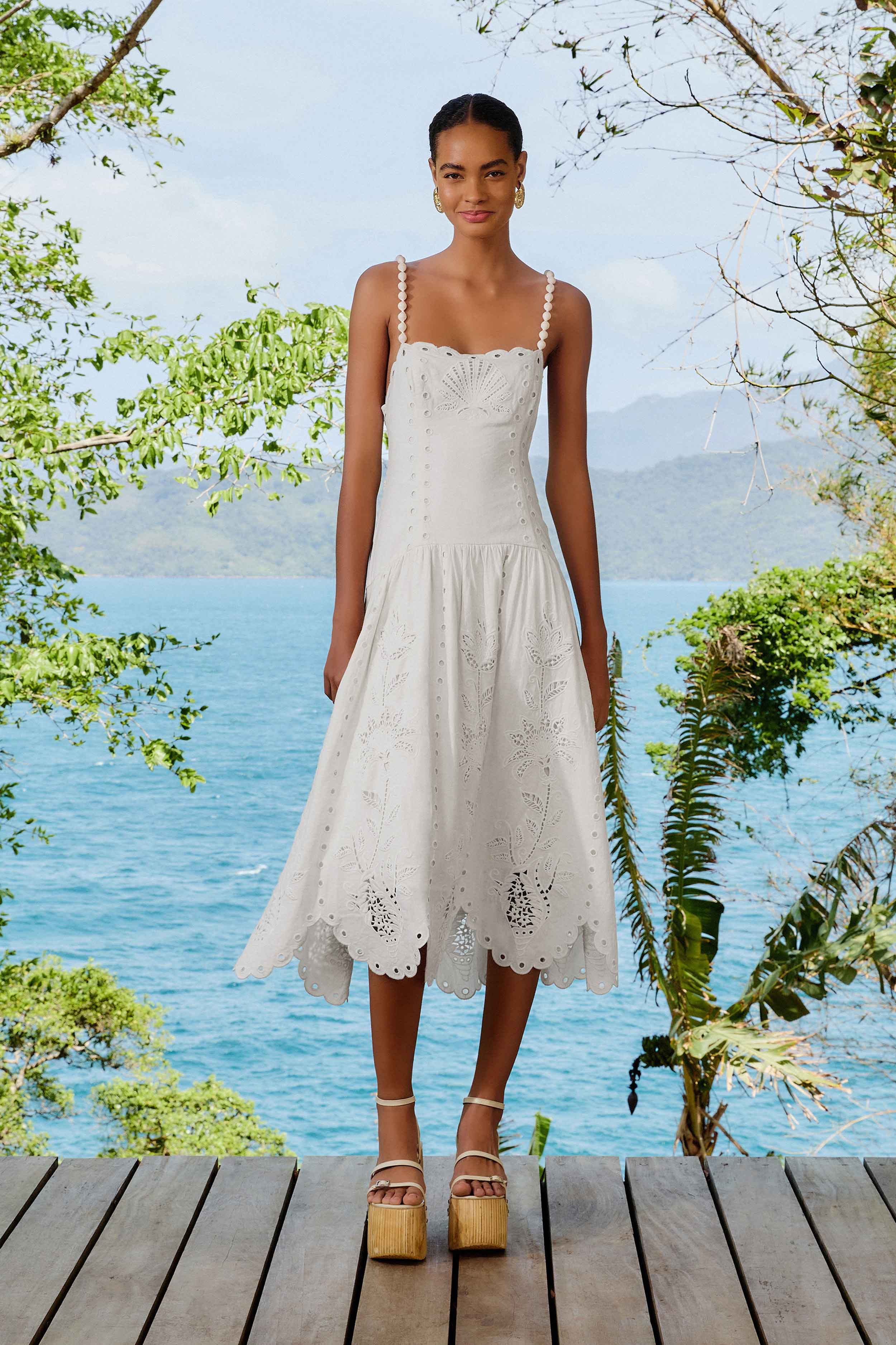 Off-White Richelieu Midi Dress FARM Rio Off-White Richelieu Midi Dress FARM Rio