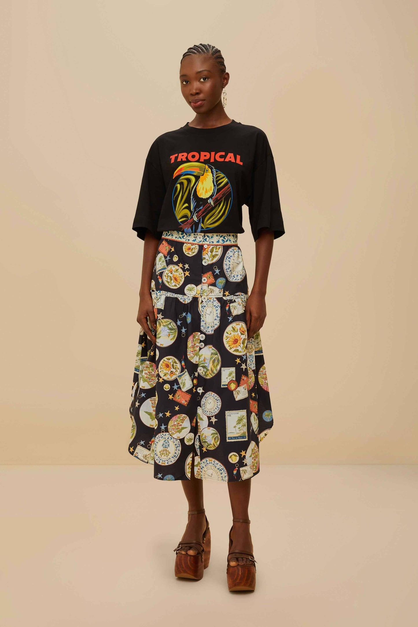 Black Tropical Organic Cotton T-Shirt