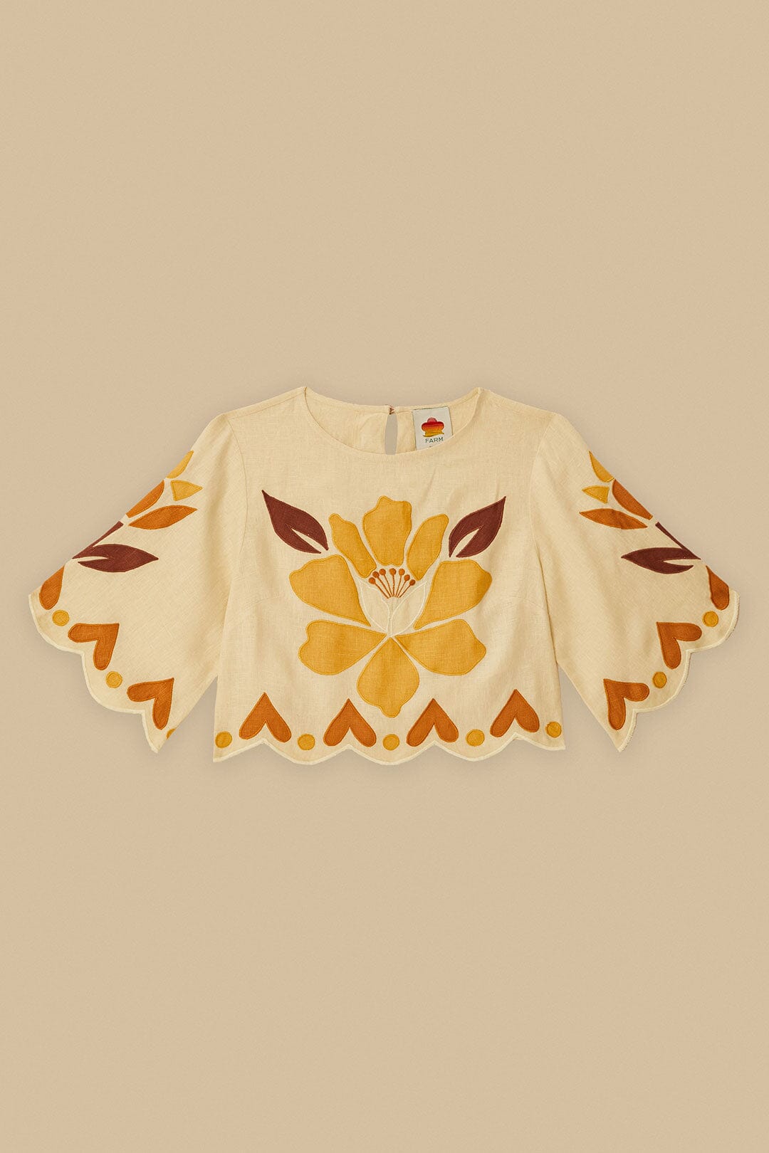 Sand Summer Cutwork Euroflax™ Premium Linen Blouse