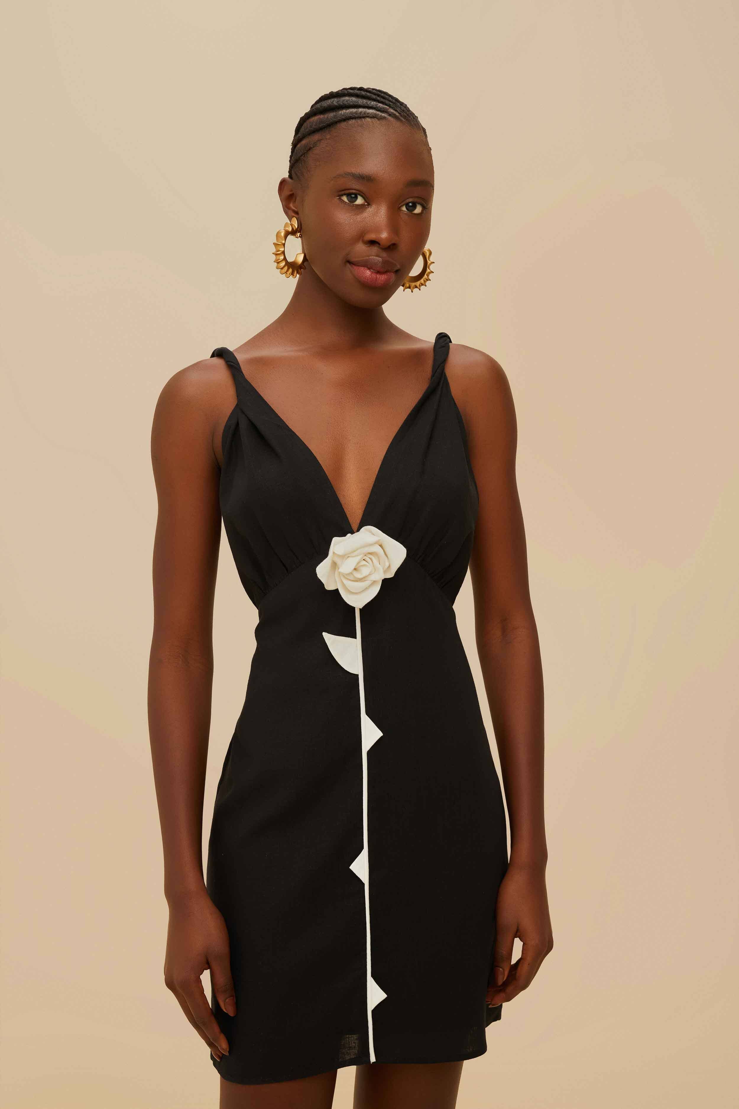 Black And White Rose Mini Dress – FARM Rio