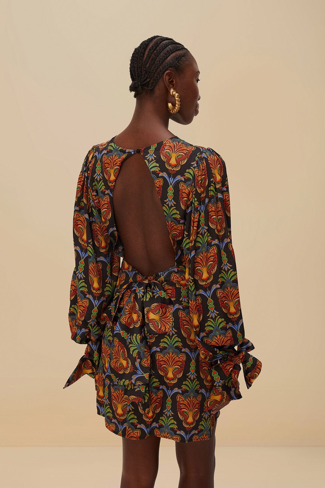 Robe courte en viscose LENZING™ ECOVERO™ Black Boho Panther