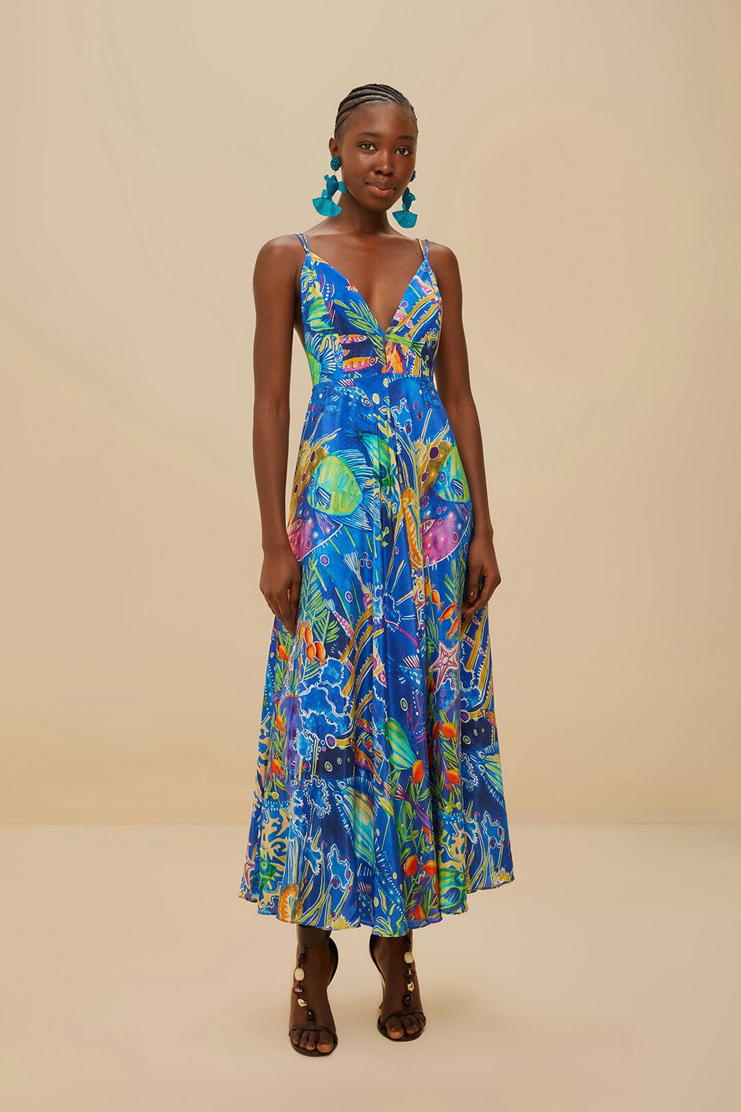 blue dress for baby girl Blue Sea Life Sleeveless Maxi Dress – FARM Rio