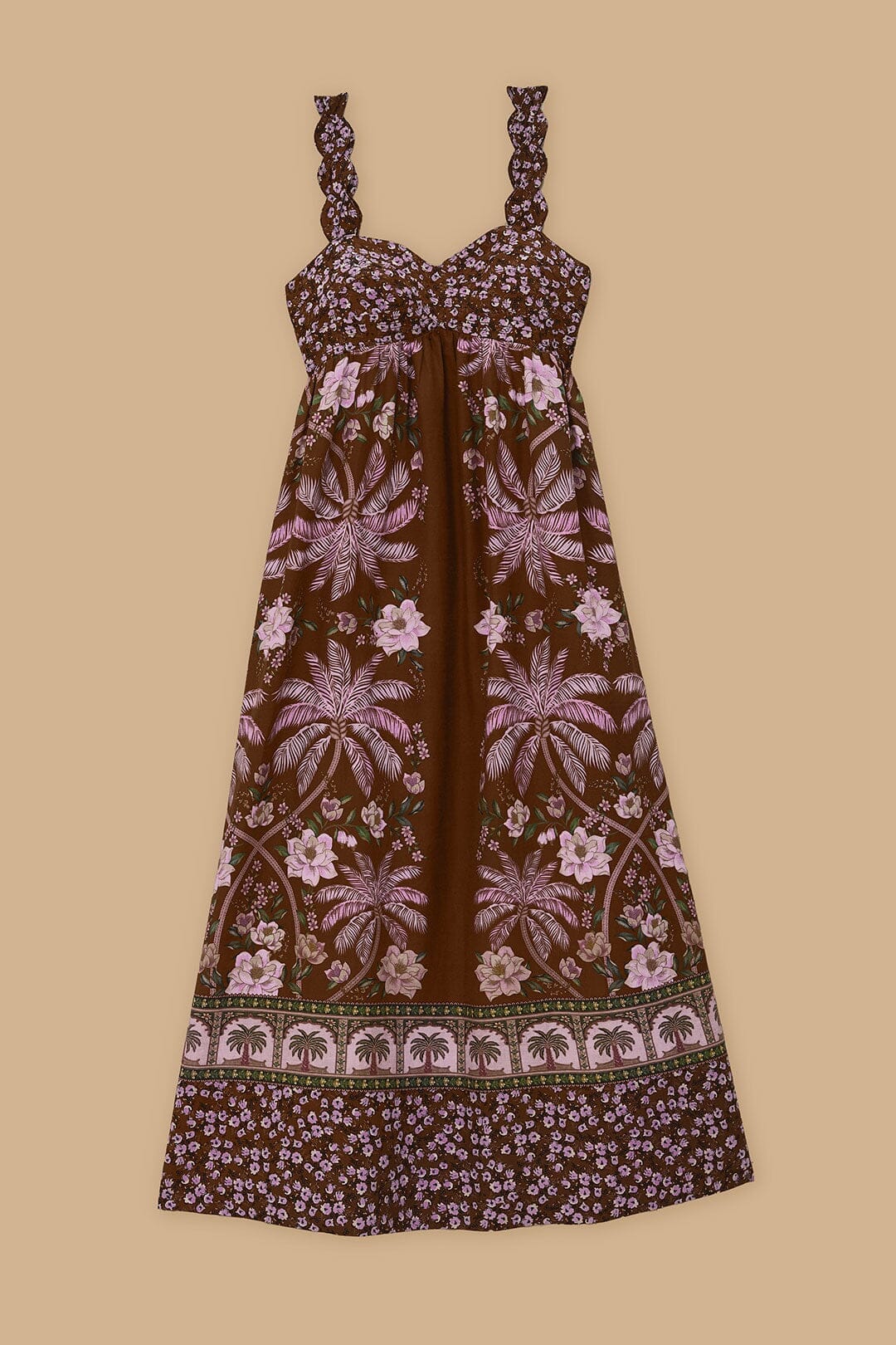 Brown Palm Dream LENZING™ ECOVERO™ Euroflax™ Maxi Dress