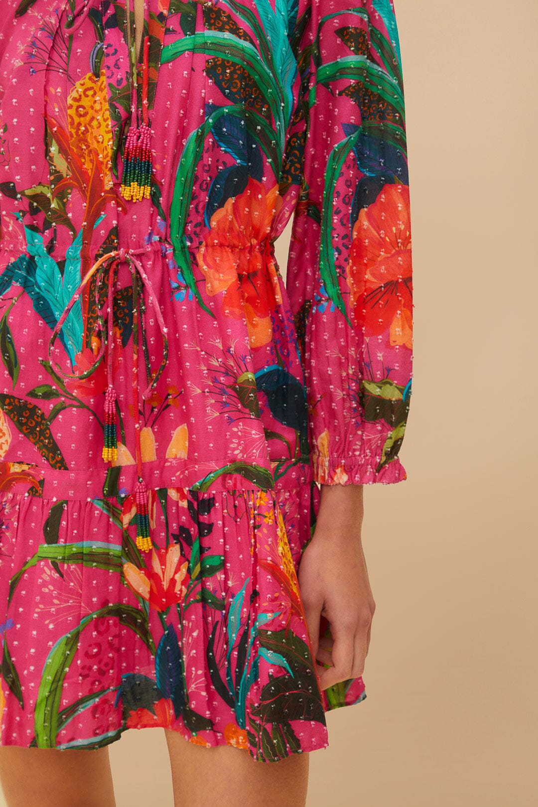 Pink Leopard Flowers Mini Dress