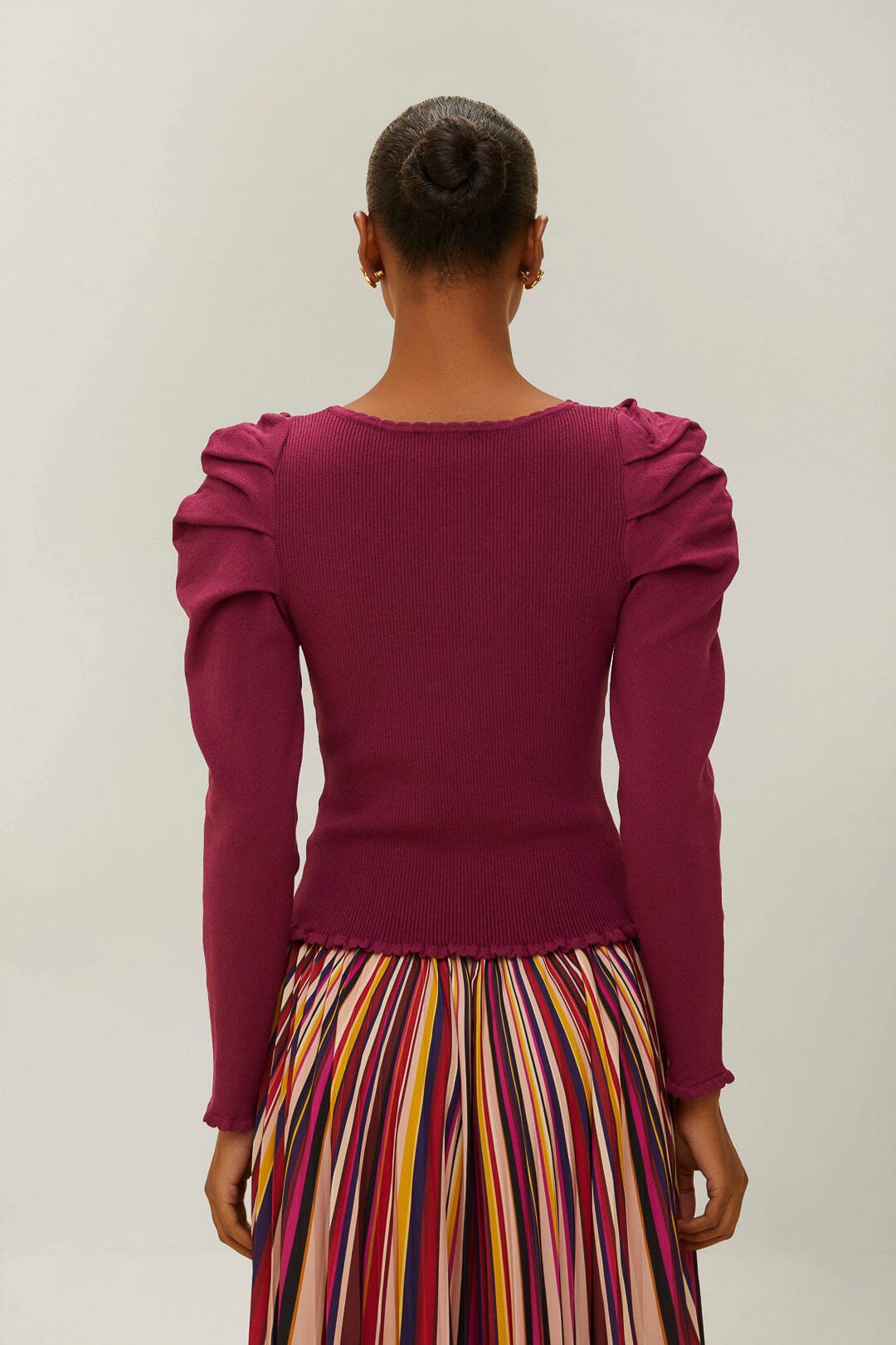 Haut corset en tricot bordeaux