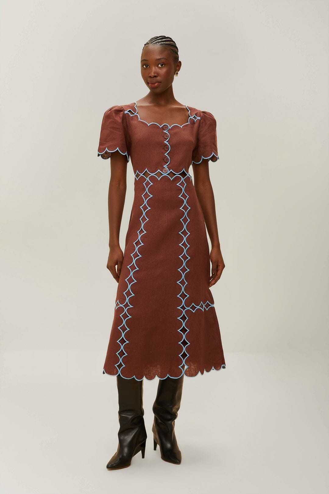 Brown Short Sleeve Maxi Dress FARM Rio Brown Short Sleeve Maxi Dress FARM Rio