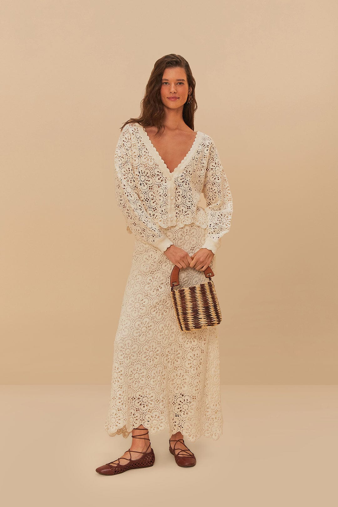 Off-White Flower Crochet Skirt FARM Rio Off-White Flower Crochet Skirt FARM Rio