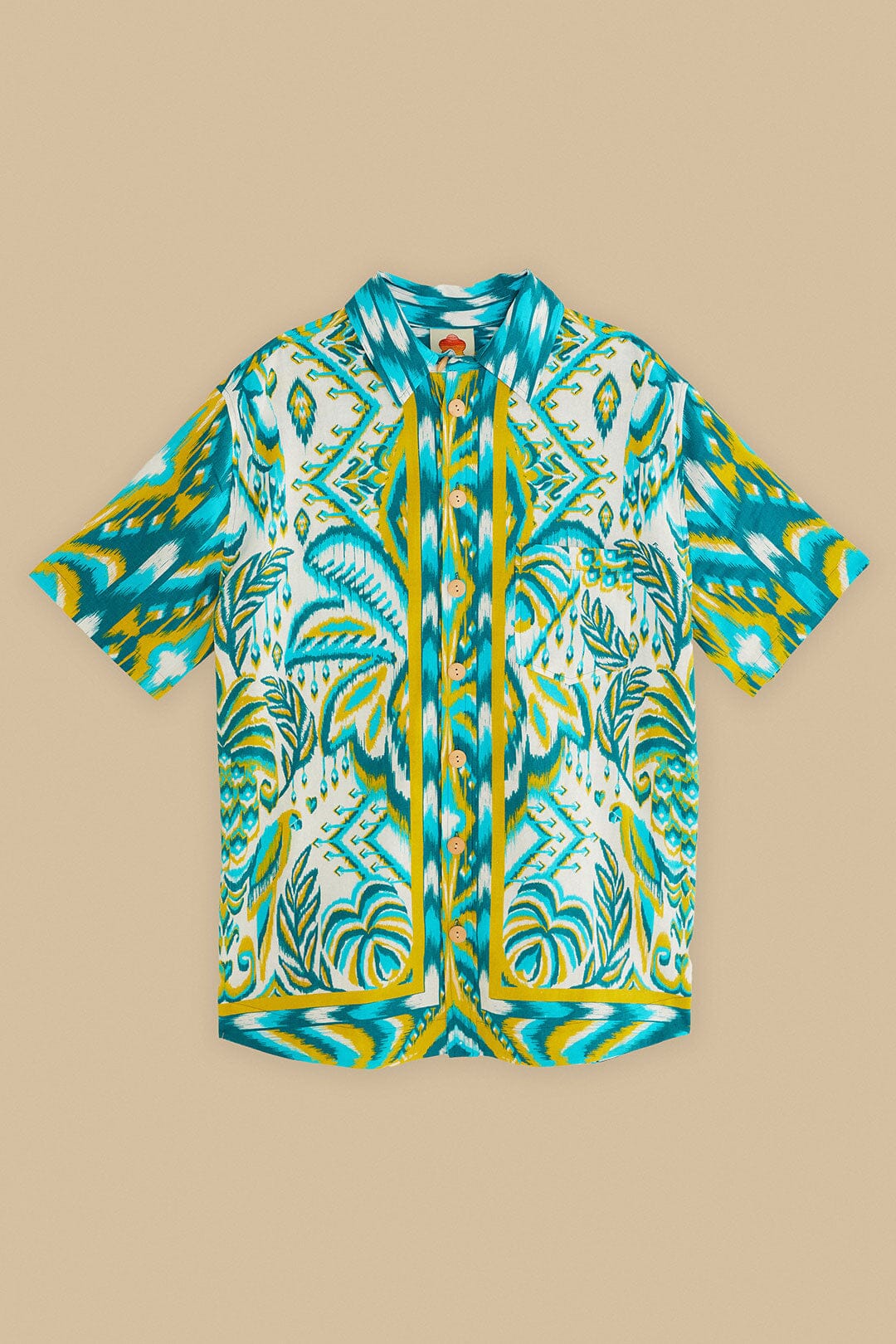 Chemise LENZING™ ECOVERO™ Euroflax™ à motif tapisserie tropicale sable