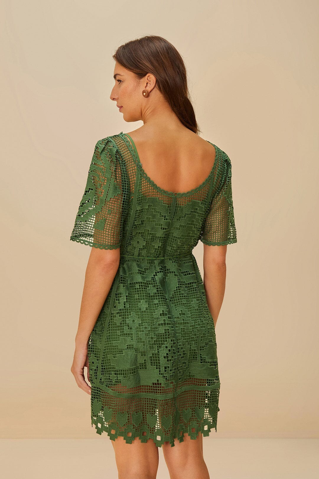 Green Pineapple Guipure Mini Dress