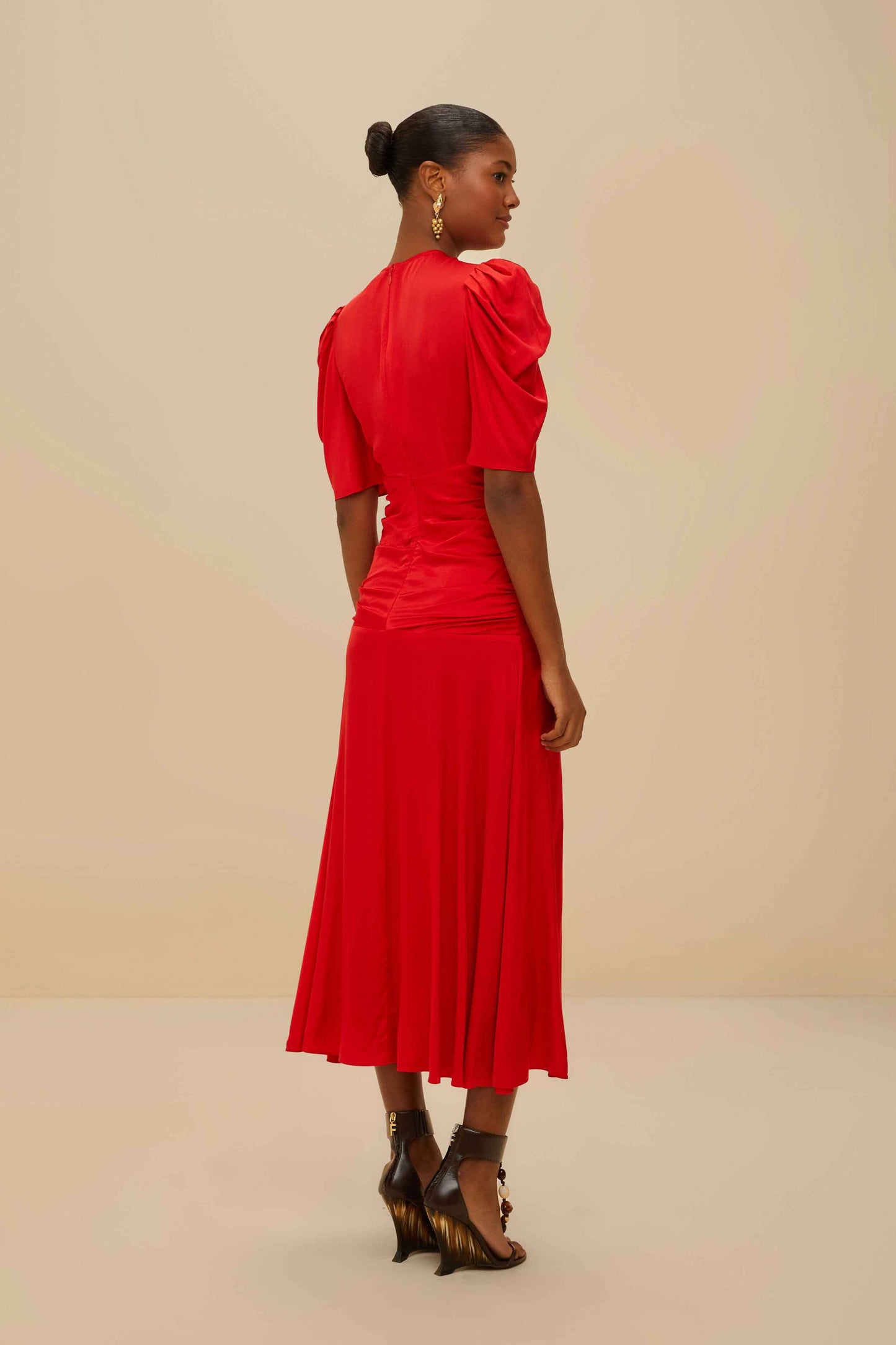 ROBE MIDI ROUGE FRONCÉE