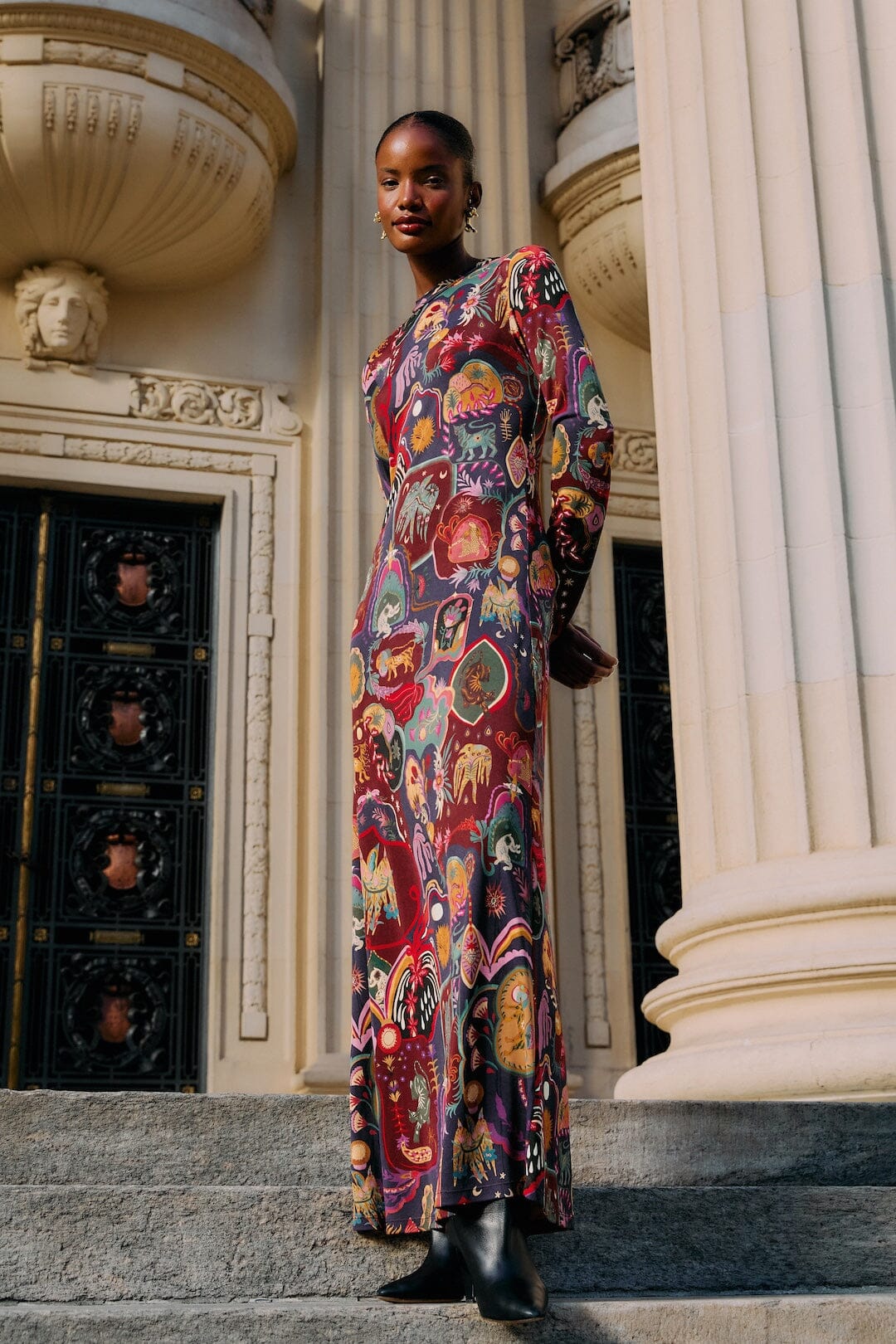 Multicolor Artsy Surreal Land Long Sleeve Maxi Dress | FARM Rio Multicolor Artsy Surreal Land Long Sleeve Maxi Dress | FARM Rio