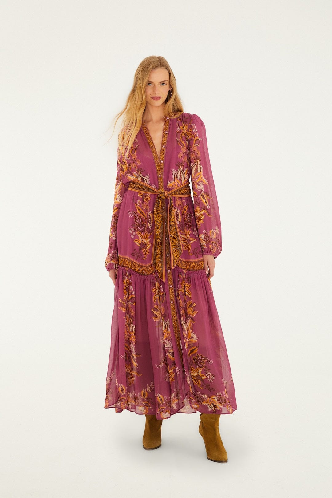 belted maxi dress with sleeves Pink Delicate Chintz Puff Sleeve Haggar Navy Men's Cool dress25 88% Viscose Size:18Q