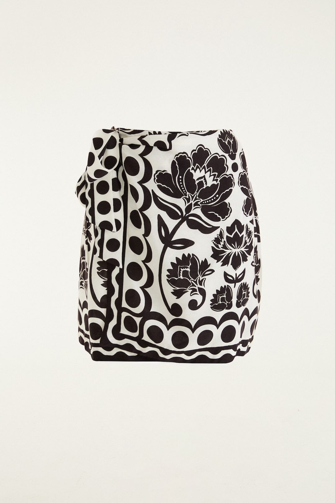 Off-White Floral Arabesque Mini Wrap Skirt