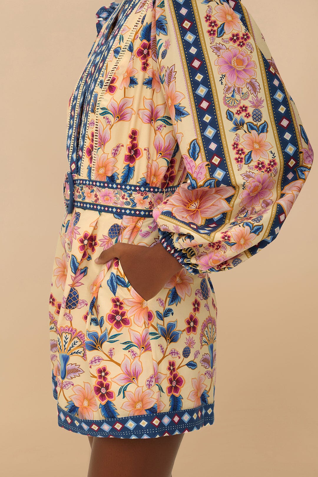 Cream Superbloom Tapestry Organic Cotton Romper