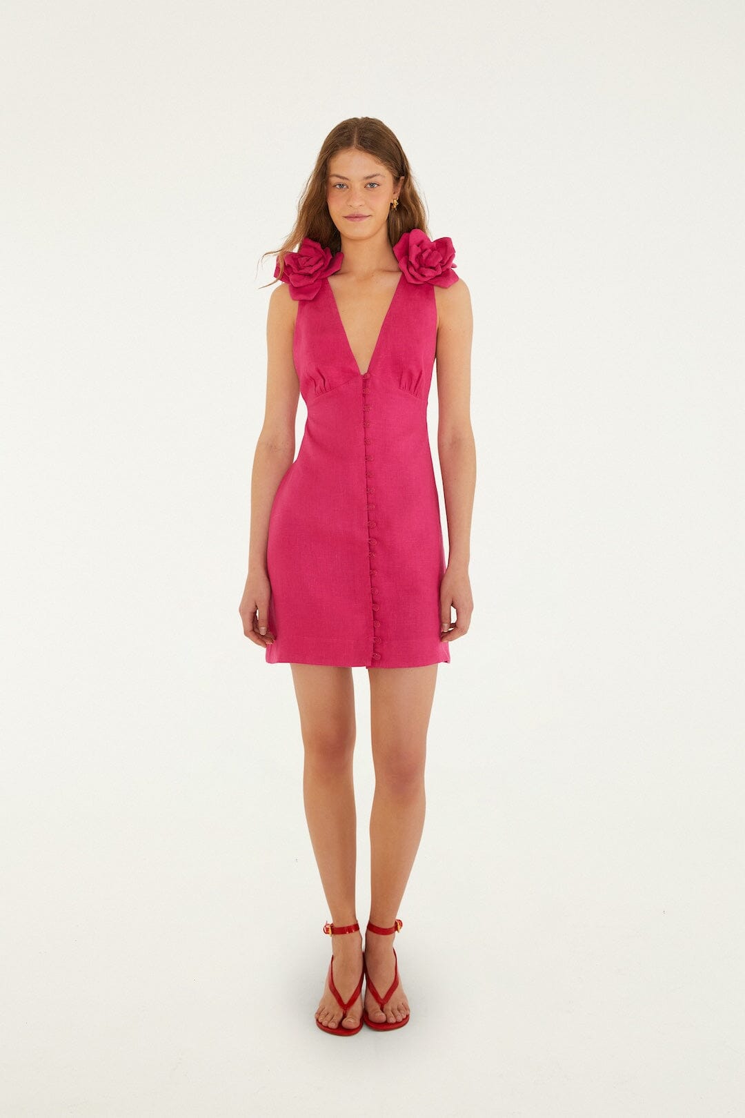 ROBE MINI ROSE SANS MANCHES