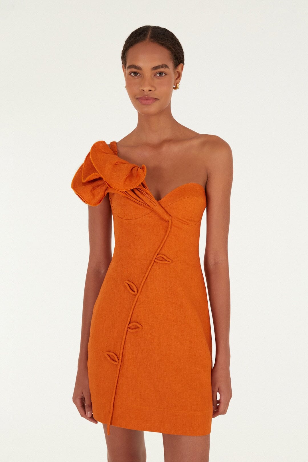 Orange Flower Euroflax Premium Linen Mini Dress