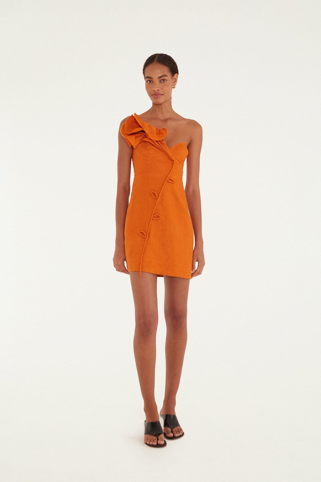 Orange Flower Euroflax Premium Linen Mini Dress