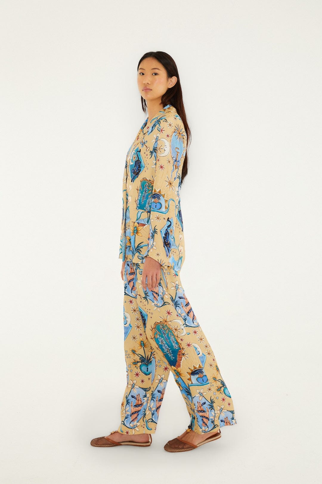 Sand Mystical Wide-Leg Lenzing Ecovero Viscose Pants