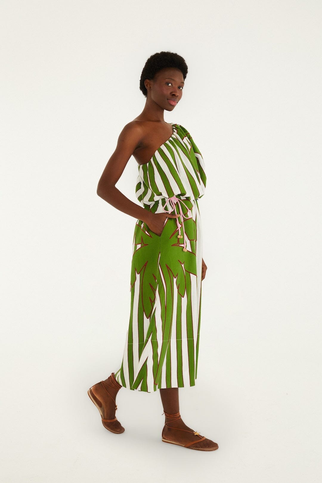 Robe mi-longue asymétrique Off-White en Lenzing Ecovero Euroflax