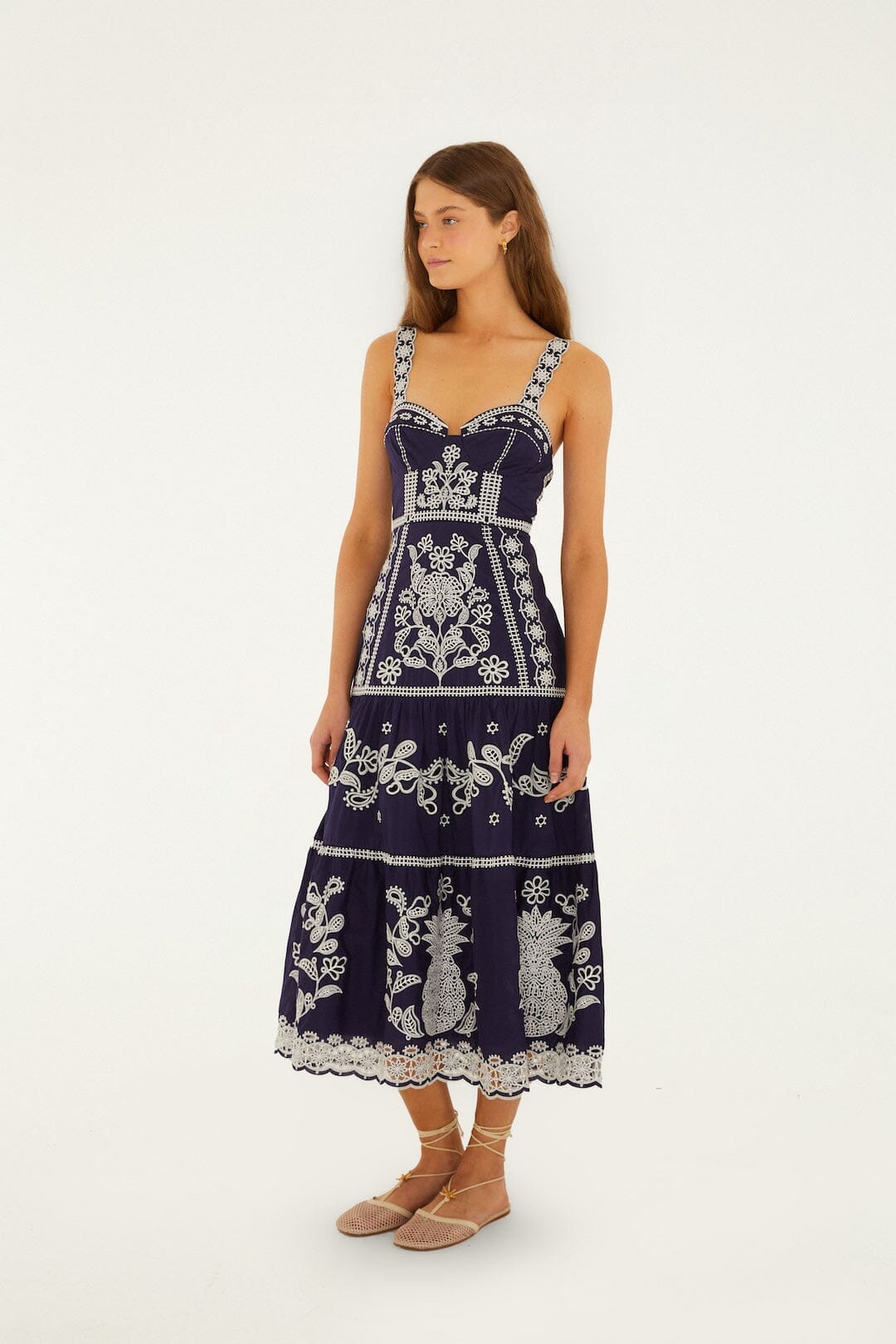 BLAU-WEISSES RICHILLIEU-MIDI-KLEID