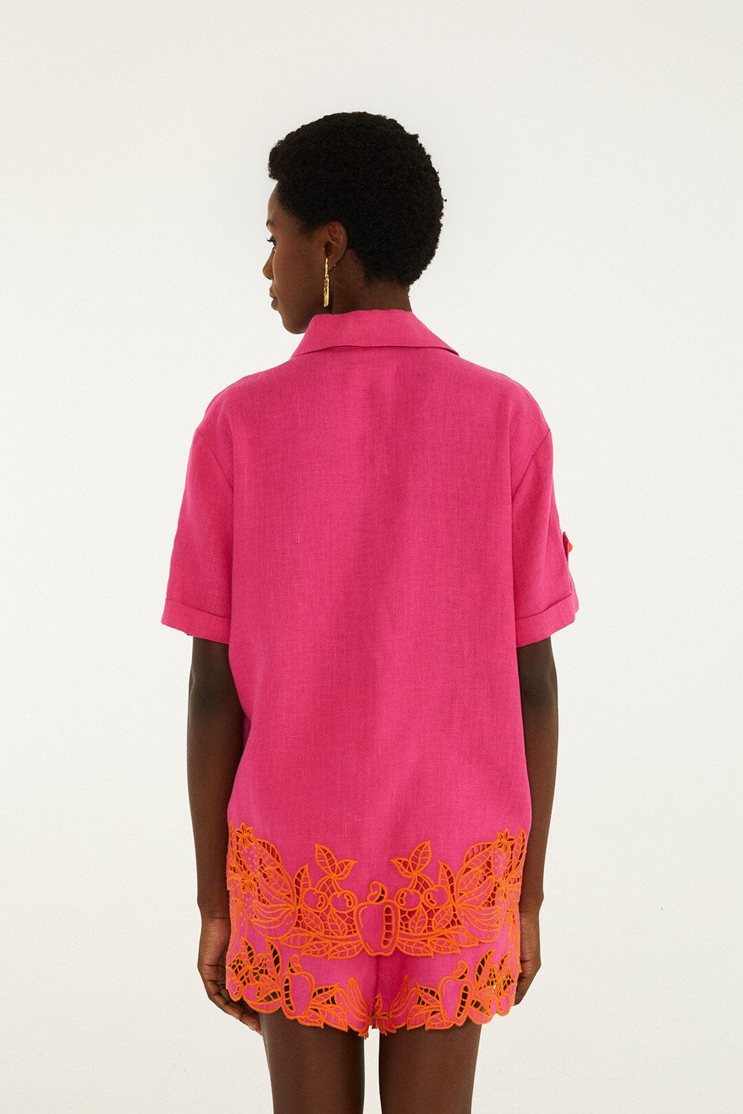 Shorts en Lin Premium Artisanal Euroflax Richelieu Fruit Rose