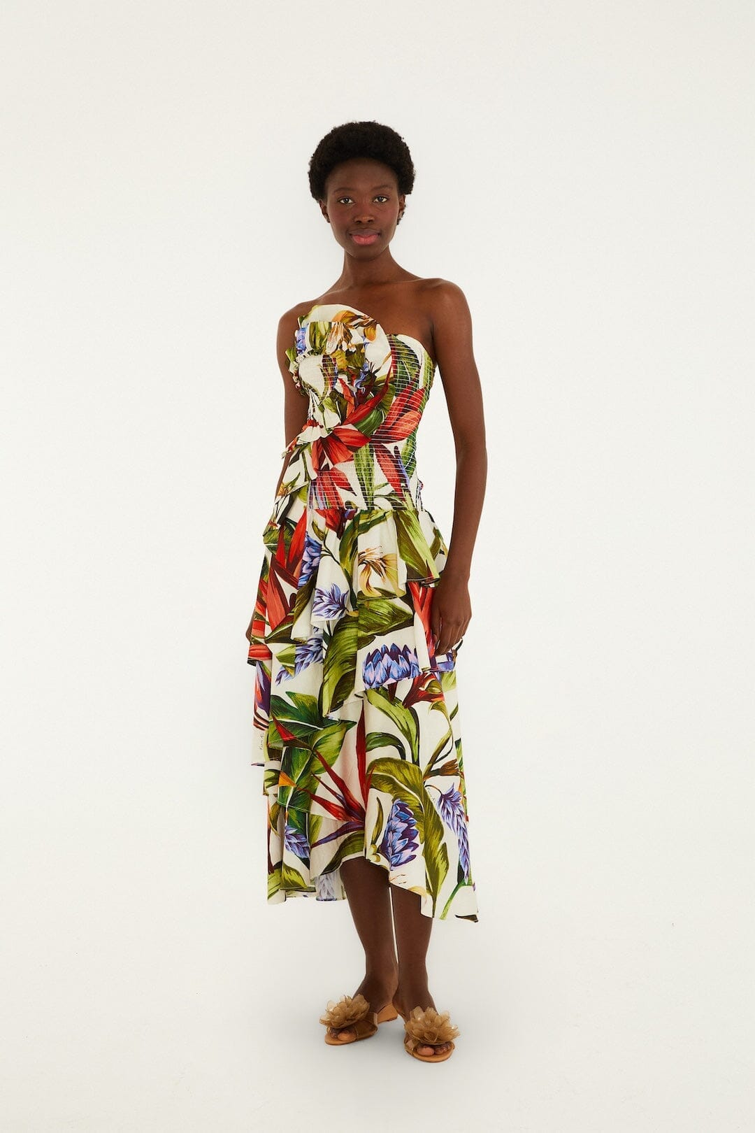 floral print strapless maxi dress Novarra Twist Bust Strapless Maxi Dress Floral Mint