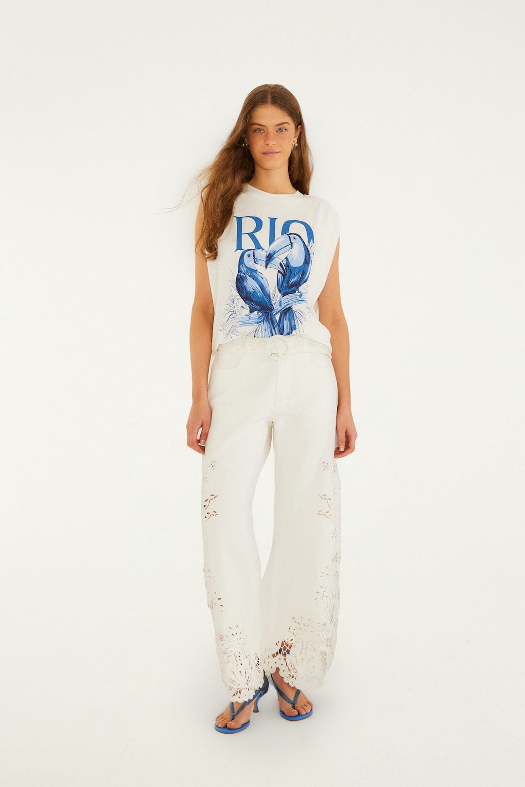 T-shirt en coton biologique à épaulettes Off-White Toucan Rio