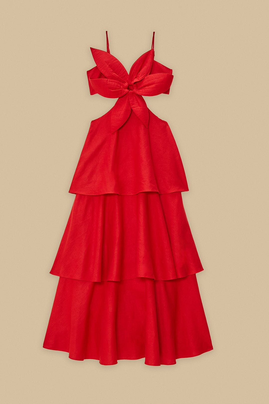 Robe longue à fleurs rouges en LENZING™ ECOVERO™ Euroflax™