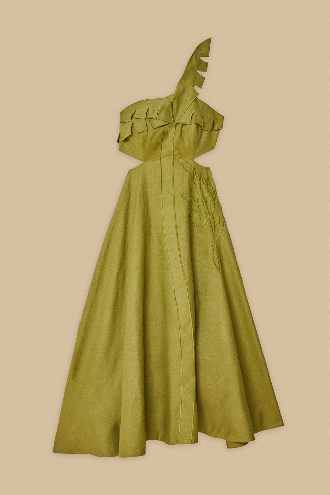 Green Palm Tree Euroflax™ Premium Linen Maxi Dress