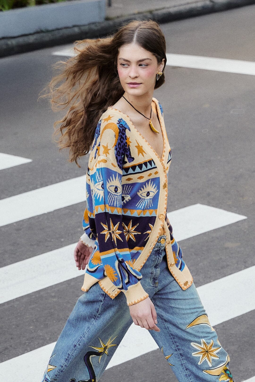 Mixed Mystical Ainika Buttoned Knit Cardigan | FARM Rio