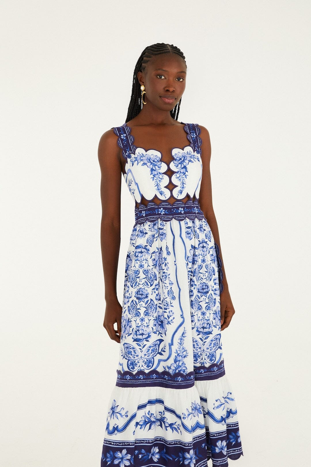 PORCELAIN GARDEN OFF-WHITE MIDI-KLEID