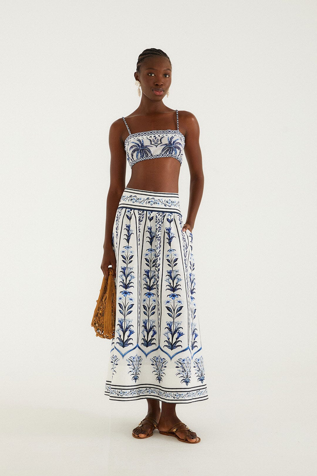 Off-White Flowers Arch Euroflax™ Premium Linen Maxi Skirt | FARM Rio