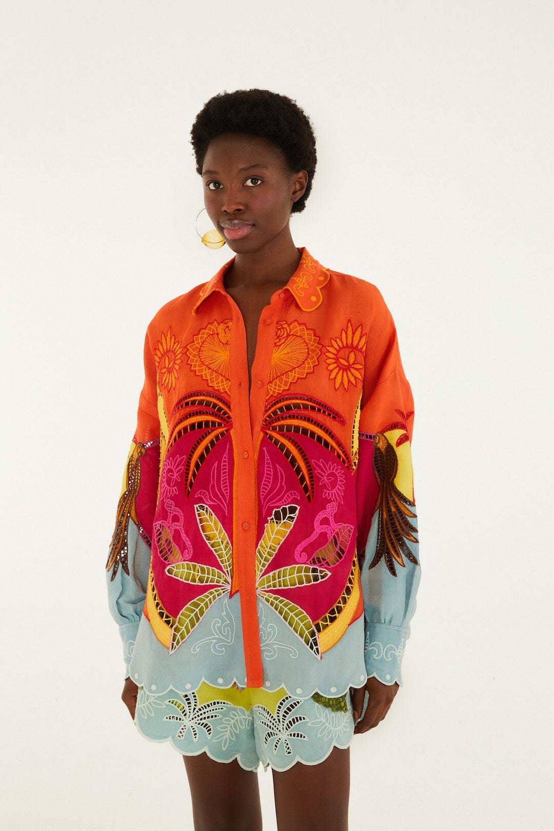 Multicolor Usiacuri Embroidered Lenzing™ Ecovero™ Euroflax