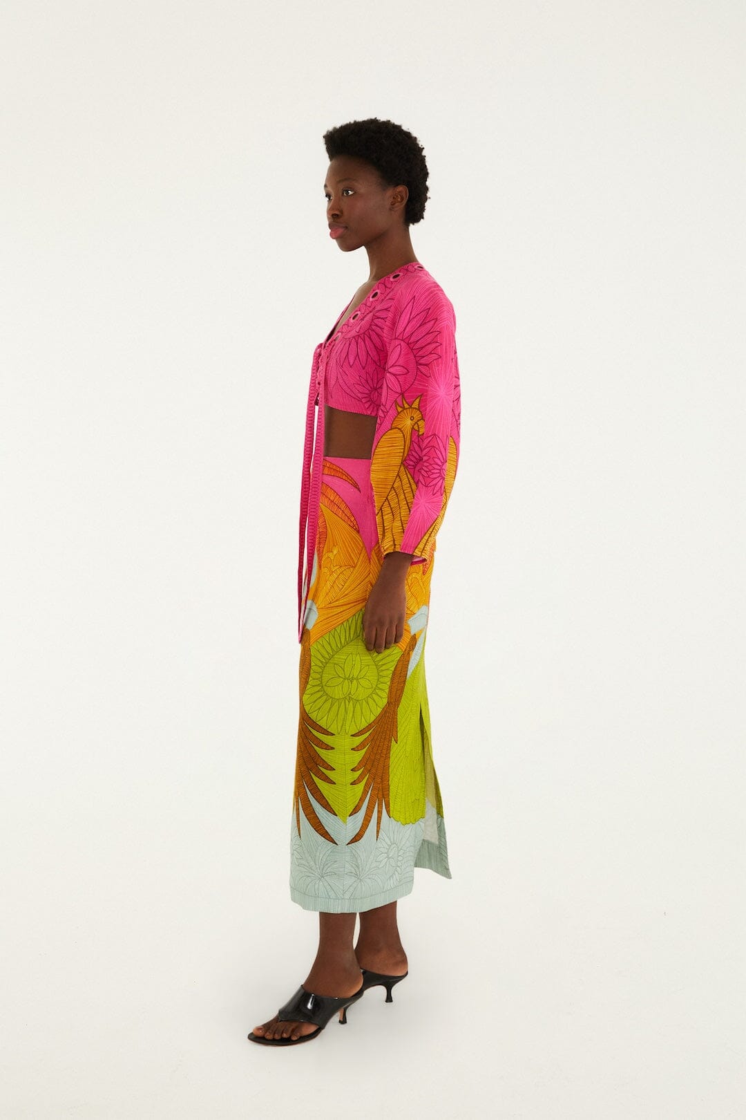 Multicolor Usiacuri Euroflax Premium Linen Midi Skirt