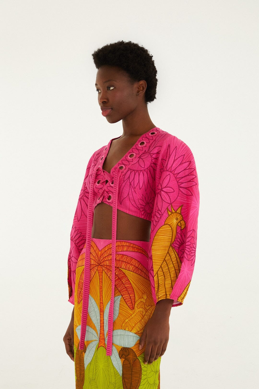 Multicolor Usiacuri Euroflax Premium Linen Eyelet Blouse