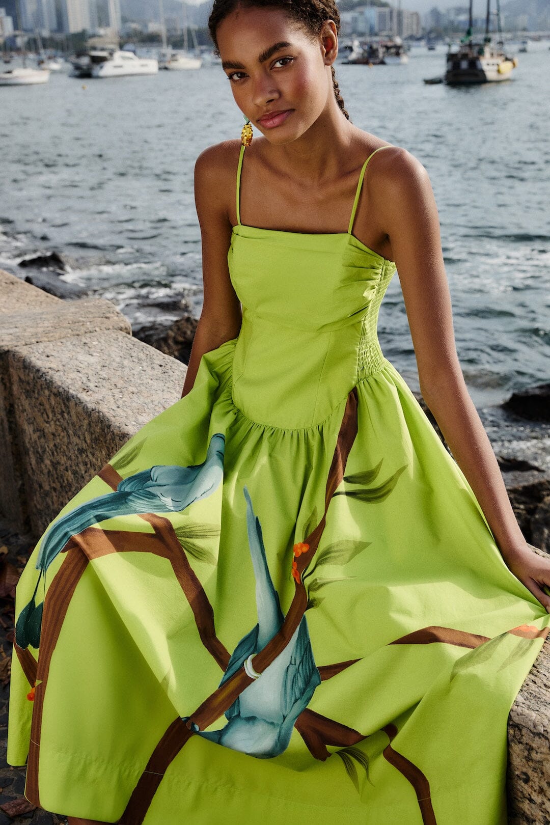 farm rio green forest birds midi dress Forest Soul Mix Midi Dress FARM Rio