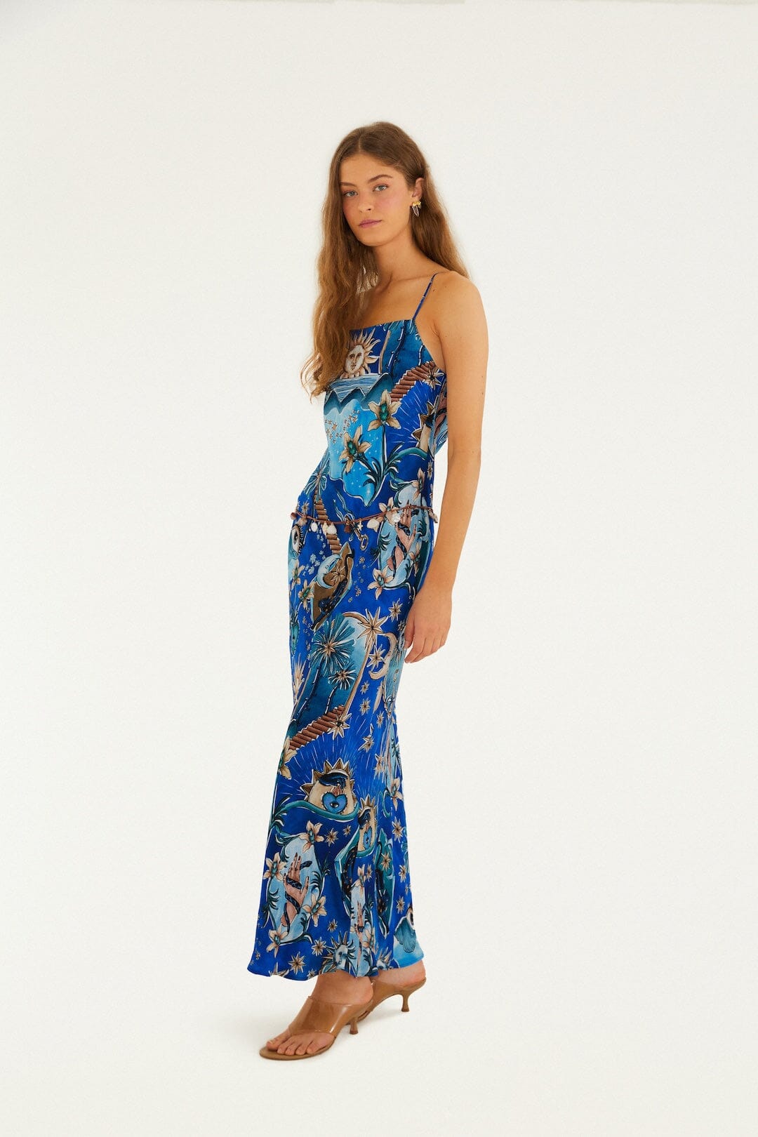 Blue Mystical Lenzing Ecovero Viscose Maxi Dress