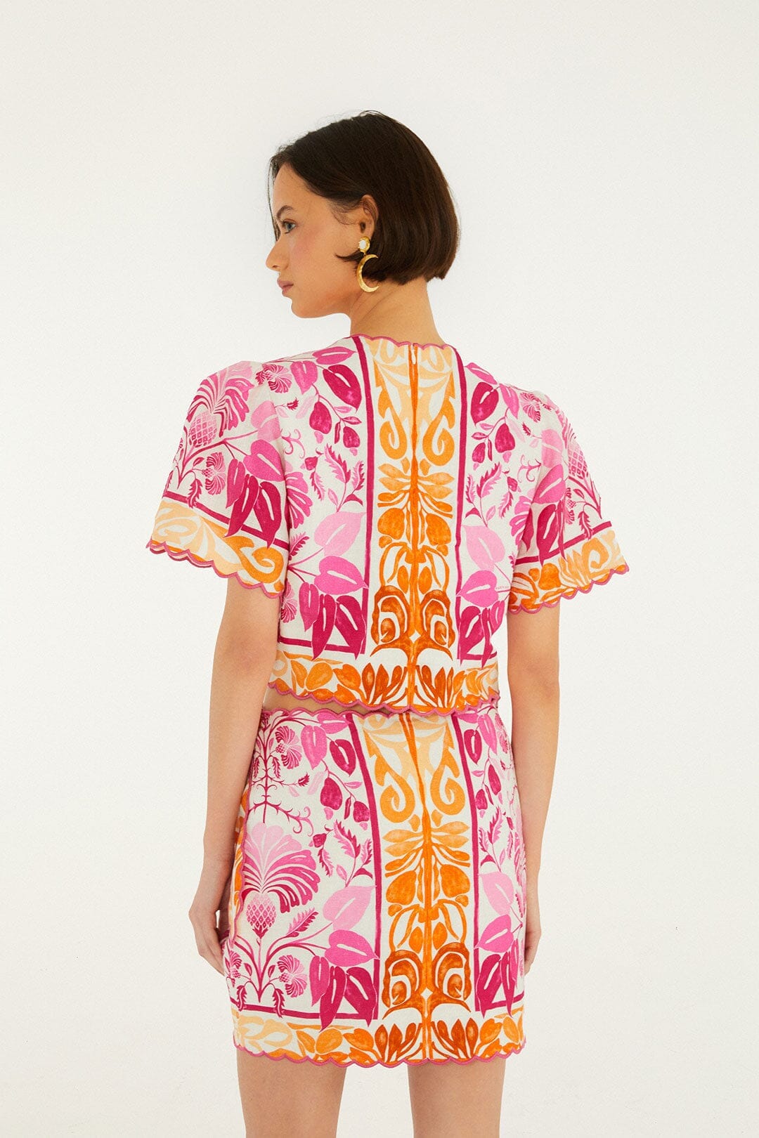 Mini-jupe en lin de qualité supérieure Euroflax Off-White Santorini