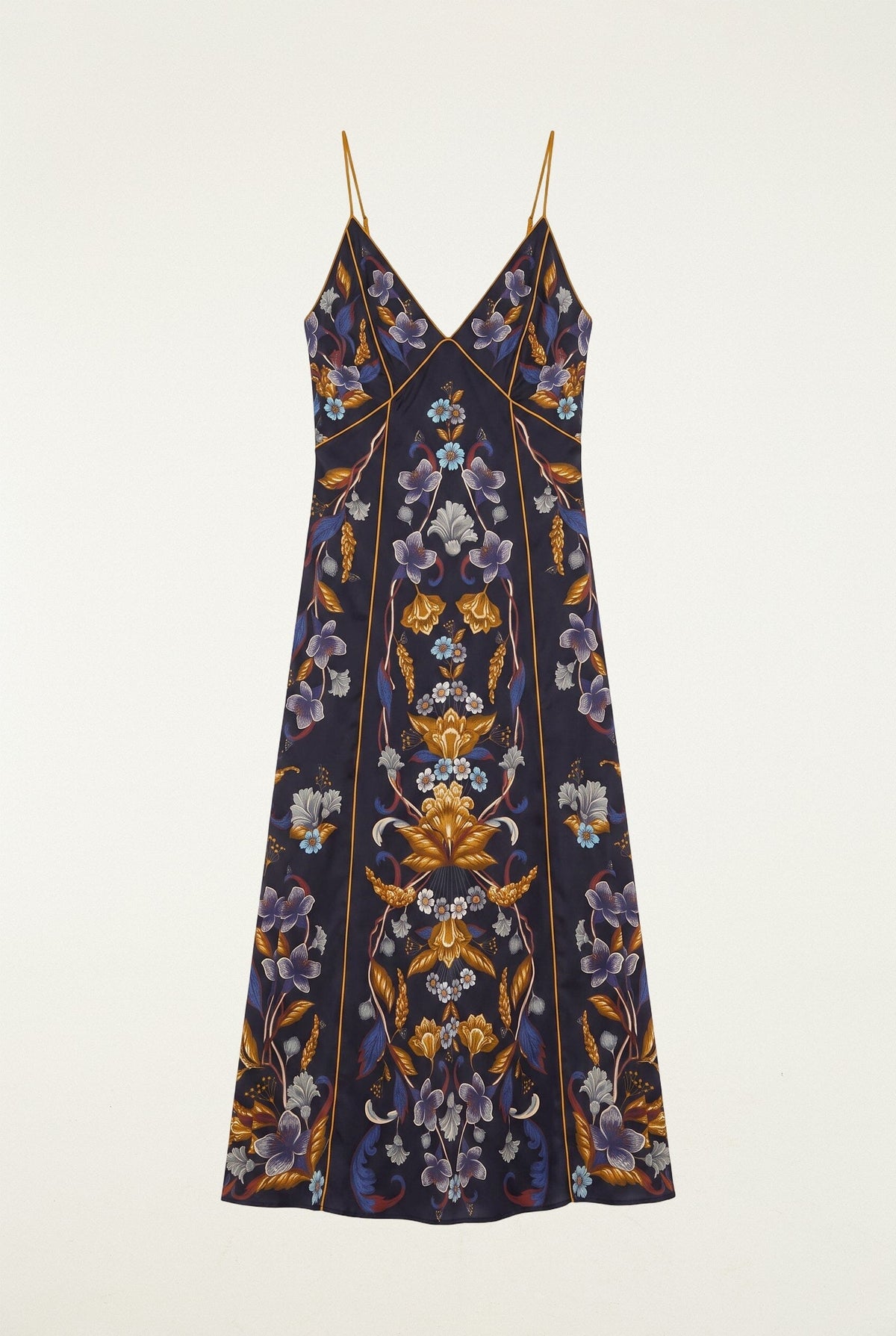 Vestido largo lencero ajustable con tirantes Golden Nature