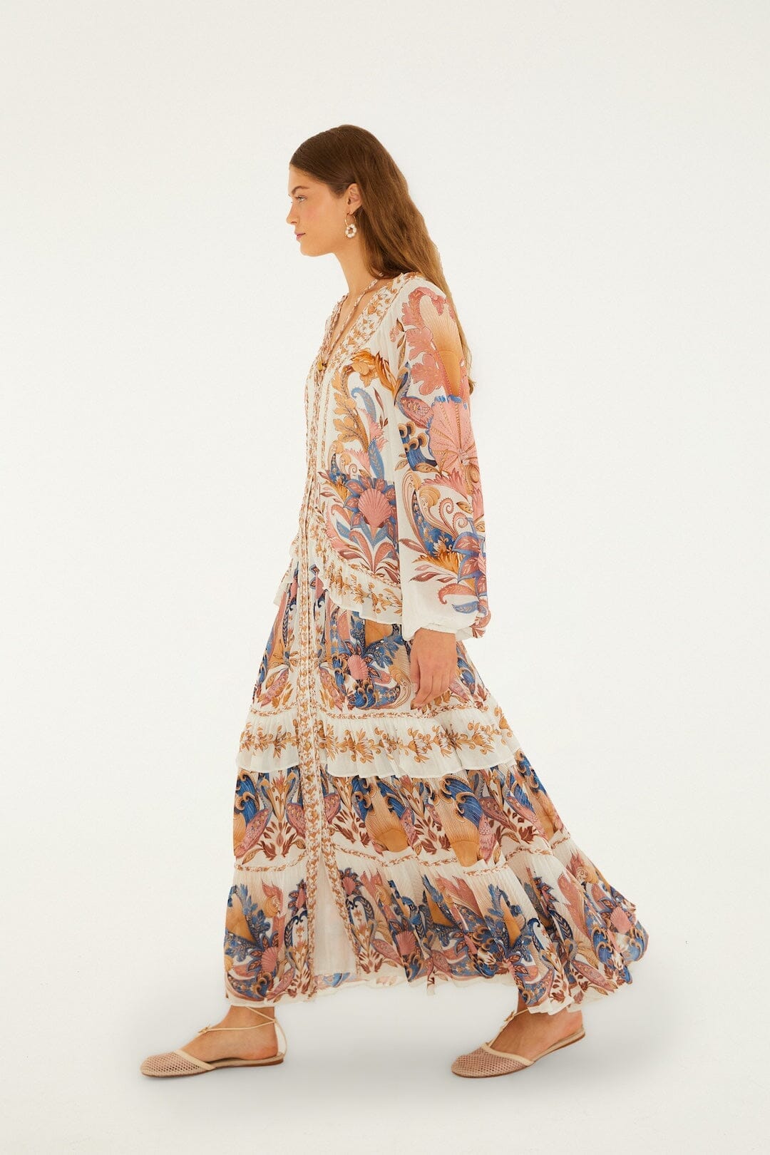 Off-White Sea Garden Ruffled Maxi Dress