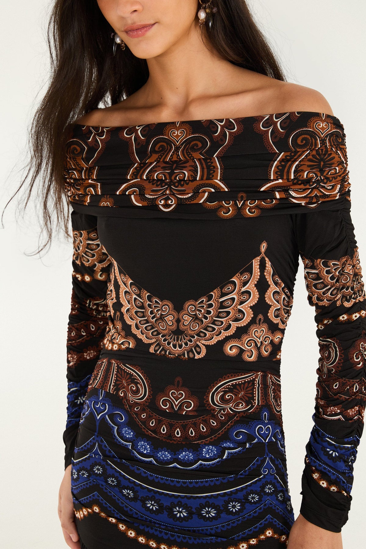 Robe longue bustier à manches longues Nicole