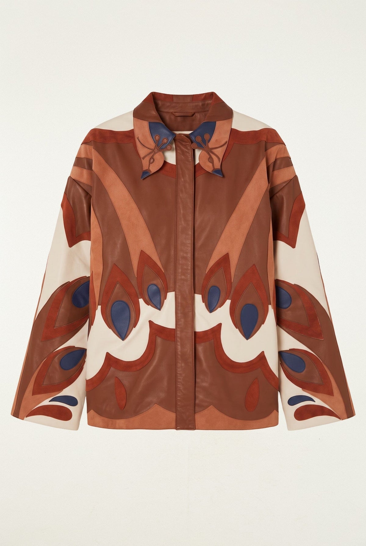 Chemise en cuir à col Oiseau graphique