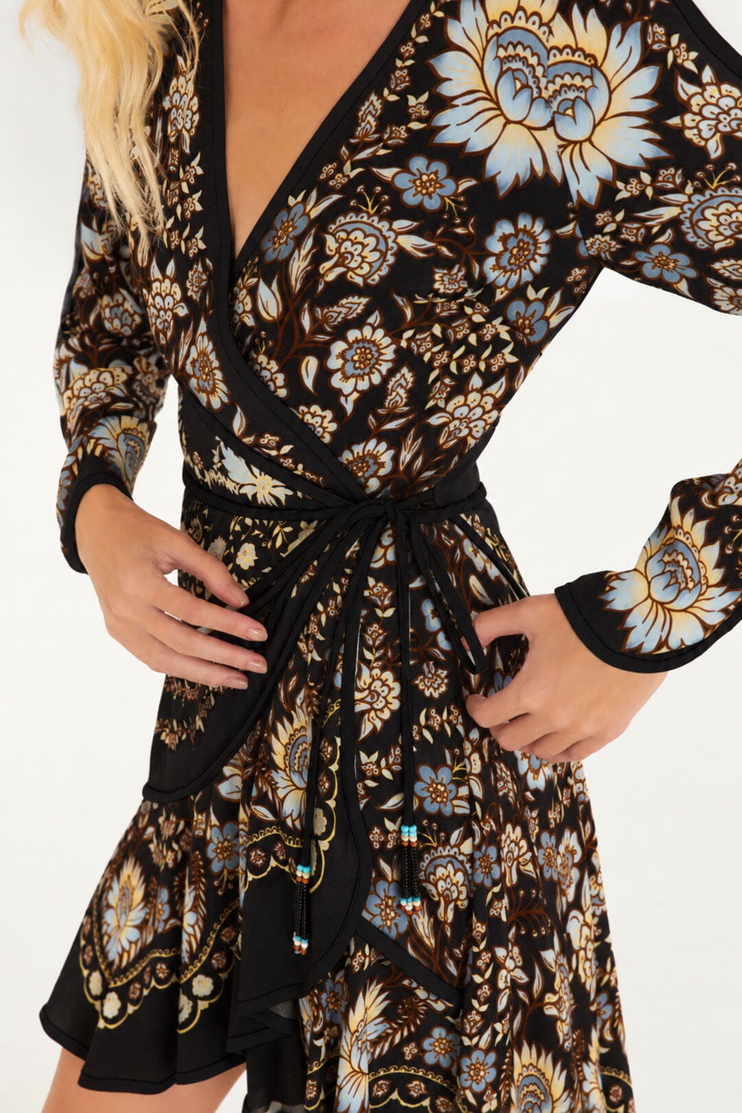 Daniela Long Sleeve Wrap Mini Dress