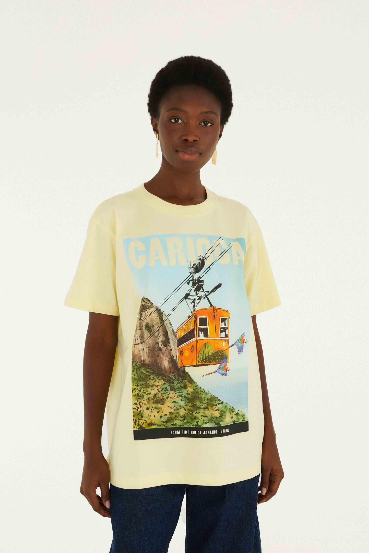 Bondinho Landscape Carioca entspanntes T-Shirt aus Bio-Baumwolle