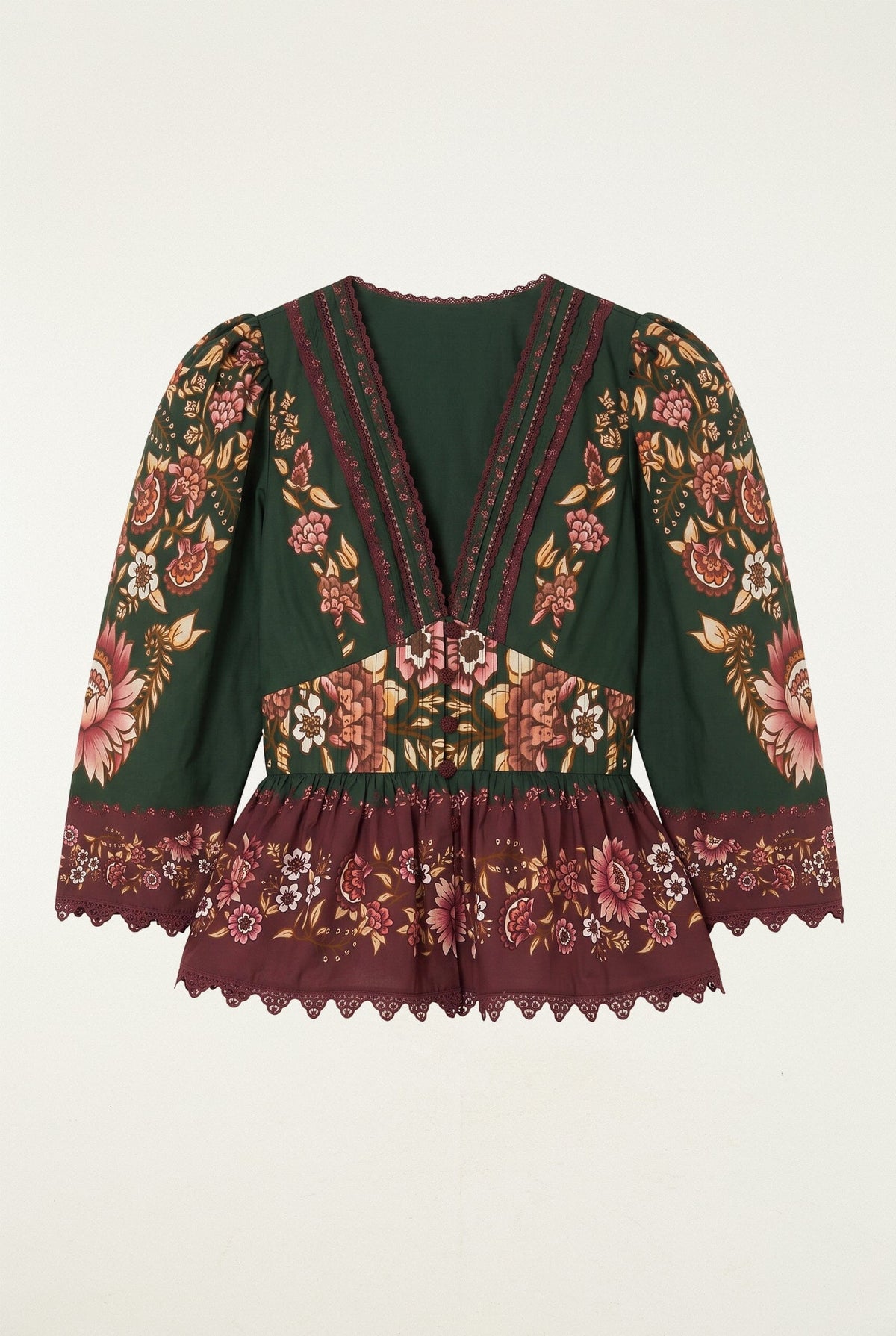 Bluza z napihnjenimi rokavi in čipko Daniela