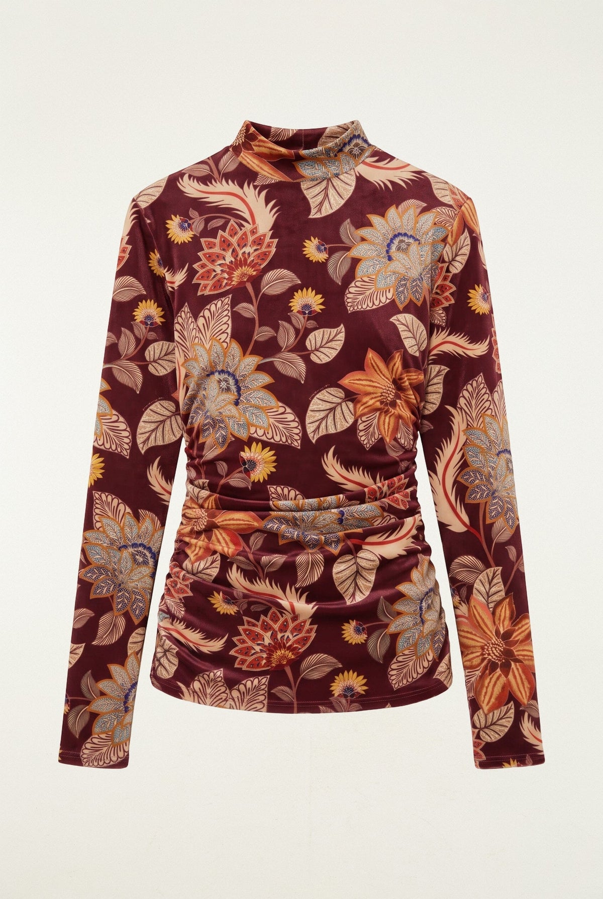 Samtbluse aus Jersey mit Delhi-Blumenmuster