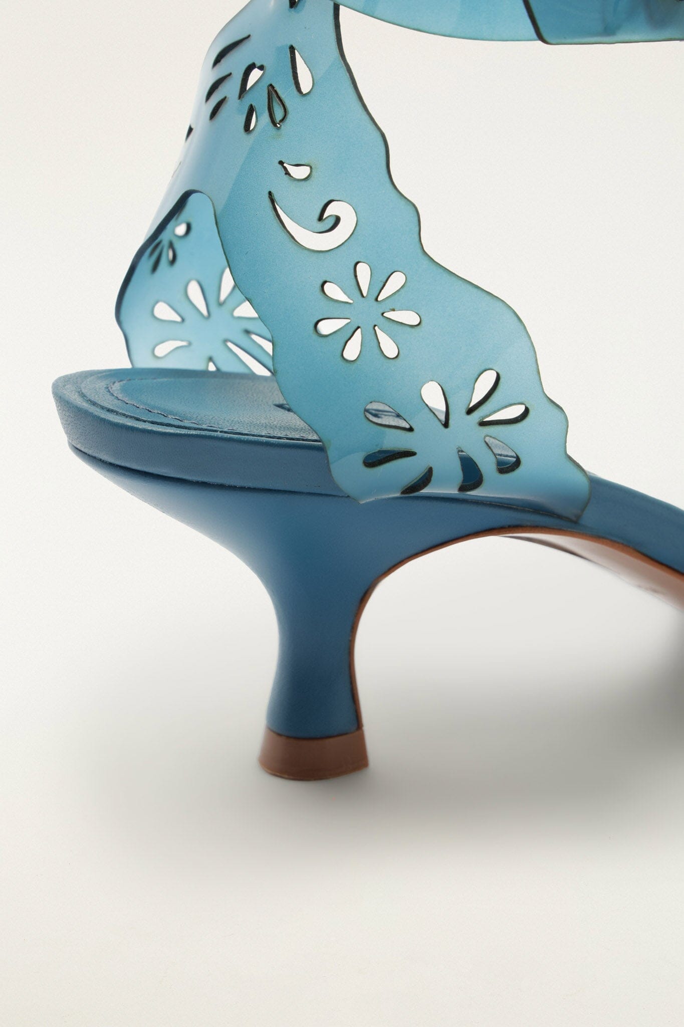 Blue Lace Jelly Kitten Heeled Sandal