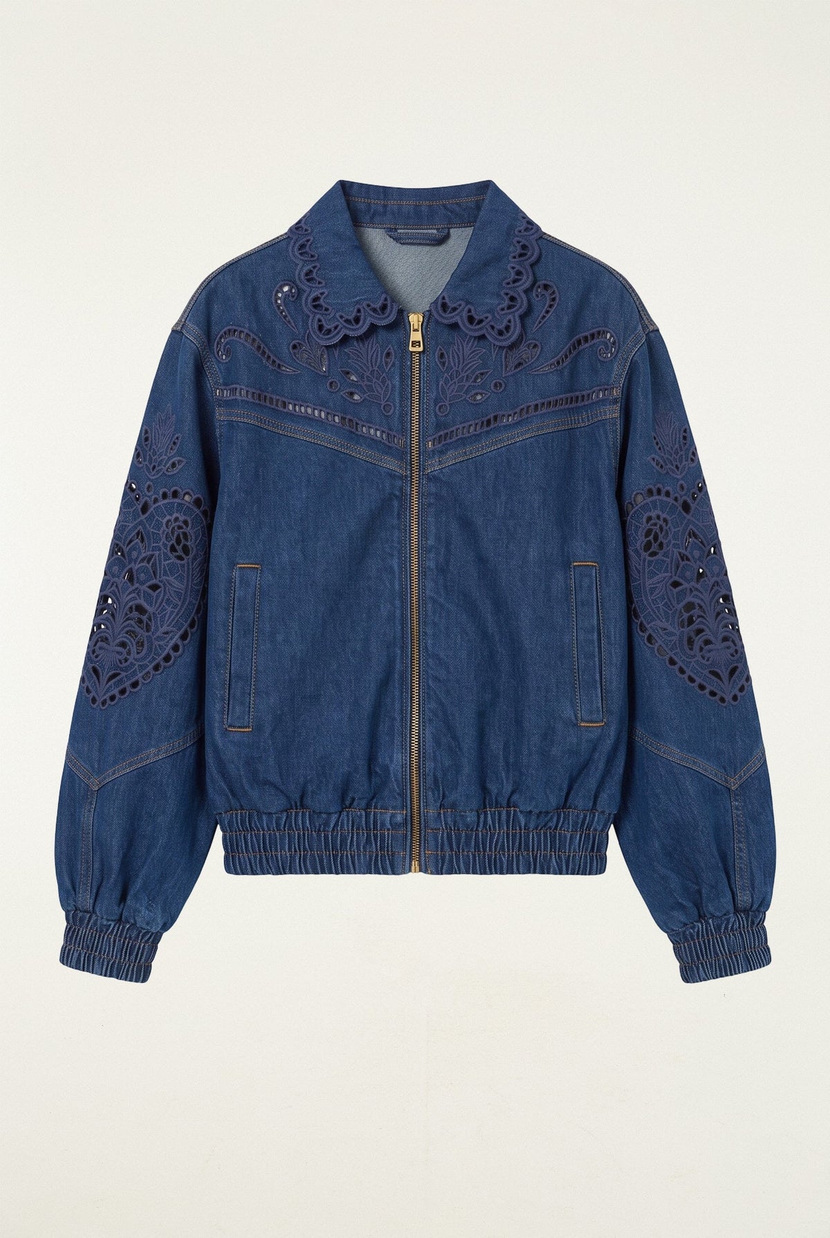 Richelieu Herz-Jeansjacke mit durchgehendem Reißverschluss