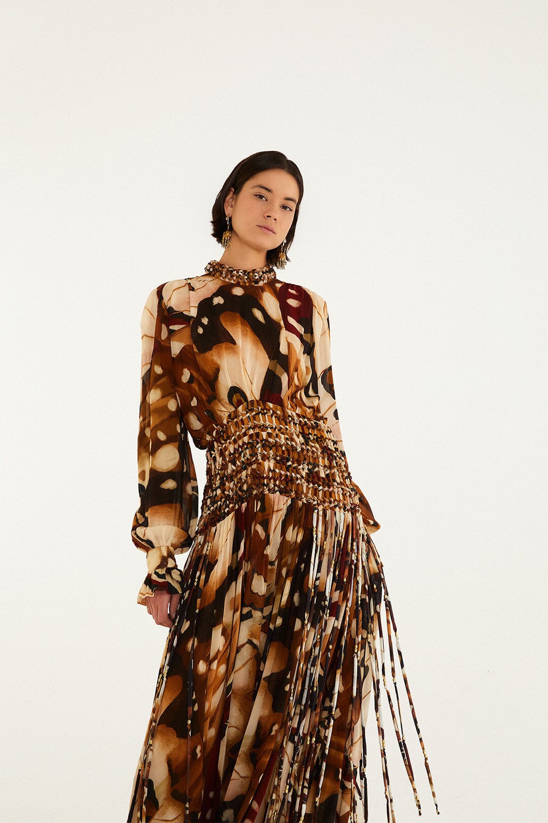 Borbofly Long Sleeve Macrame Maxi Dress